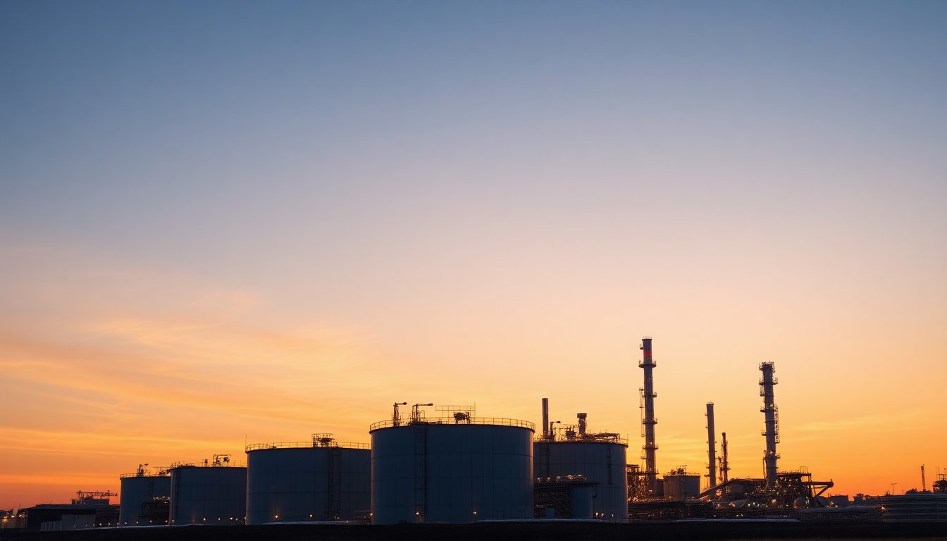 Oil and gas refinery storage tanks